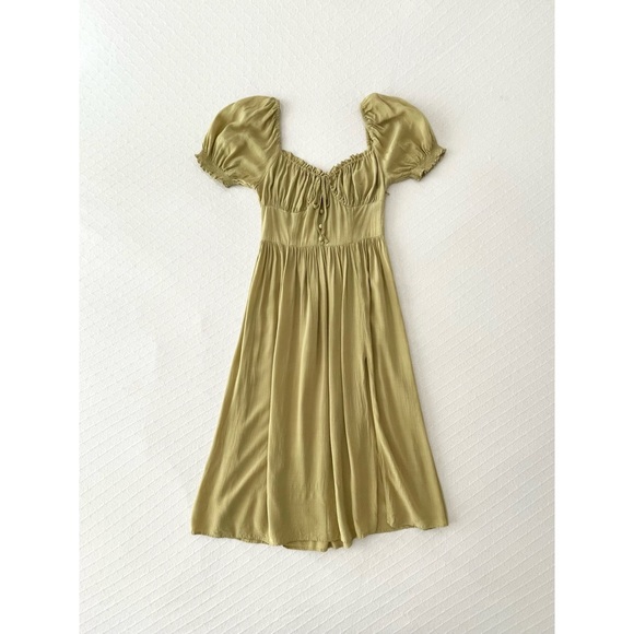 Lulus Good Side Light Green Short Sleeve Bustier Midi Dress Small - Picture 2 of 7